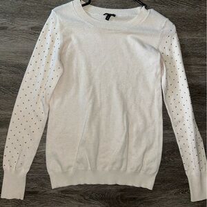 Express Rhinestone Crew Neck Fitted Sweater